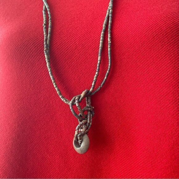 Brown Beaded Necklace Small Beads Bohemian - Picture 2 of 6